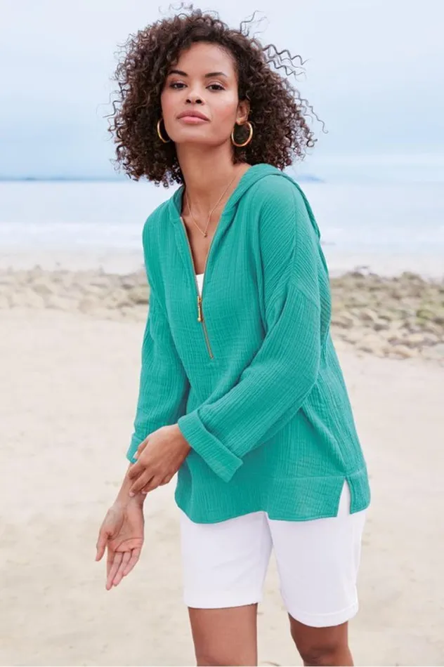 Women Kemia Gauze Hoodie American Beauty Soft Surroundings Tops Women Kemia Gauze Hoodie American Beauty Soft Surroundings Tops