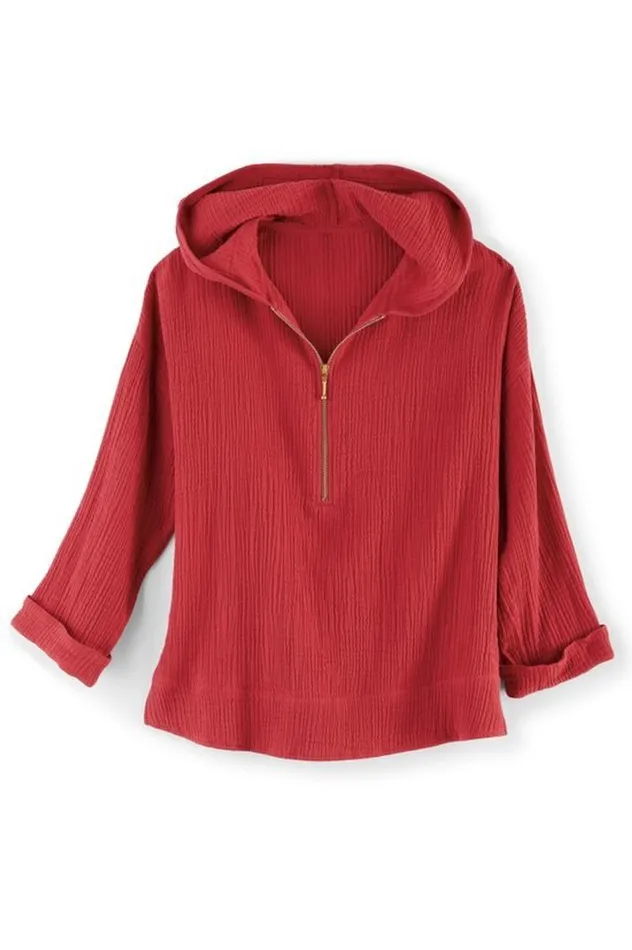 Women Kemia Gauze Hoodie American Beauty Soft Surroundings Tops Women Kemia Gauze Hoodie American Beauty Soft Surroundings Tops