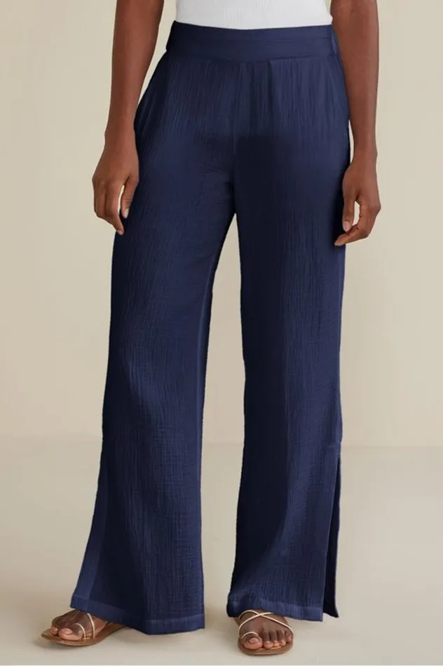 Women Khulani Wide Leg Gauze Pants Pink Peacock Soft Surroundings Pants