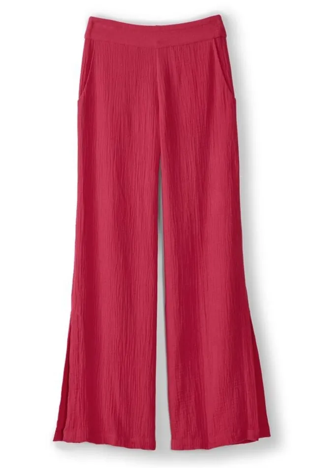 Women Khulani Wide Leg Gauze Pants Pink Peacock Soft Surroundings Pants Women Khulani Wide Leg Gauze Pants Pink Peacock Soft Surroundings Pants