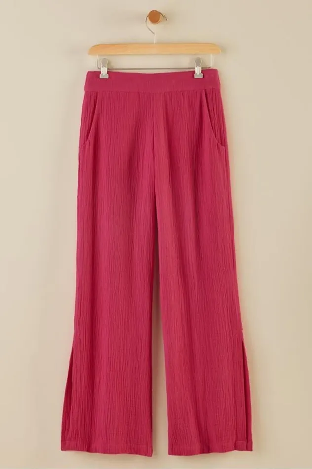 Women Khulani Wide Leg Gauze Pants Pink Peacock Soft Surroundings Pants Women Khulani Wide Leg Gauze Pants Pink Peacock Soft Surroundings Pants