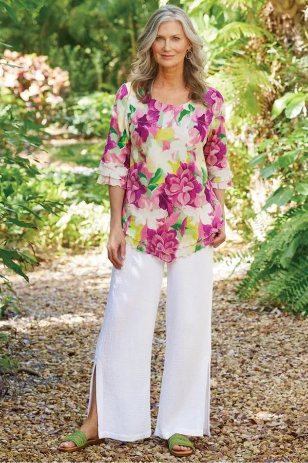 Women Khulani Wide Leg Gauze Pants Pink Peacock Soft Surroundings Pants Women Khulani Wide Leg Gauze Pants Pink Peacock Soft Surroundings Pants