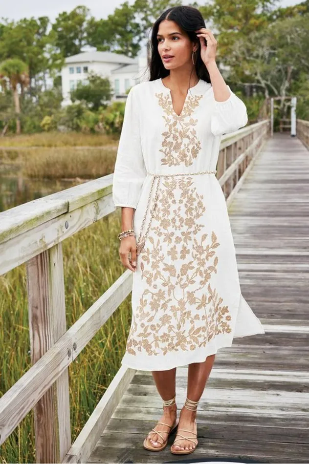 Women Kimora Embroidered Midi Dress Ivory Pearl Soft Surroundings Dresses Women Kimora Embroidered Midi Dress Ivory Pearl Soft Surroundings Dresses
