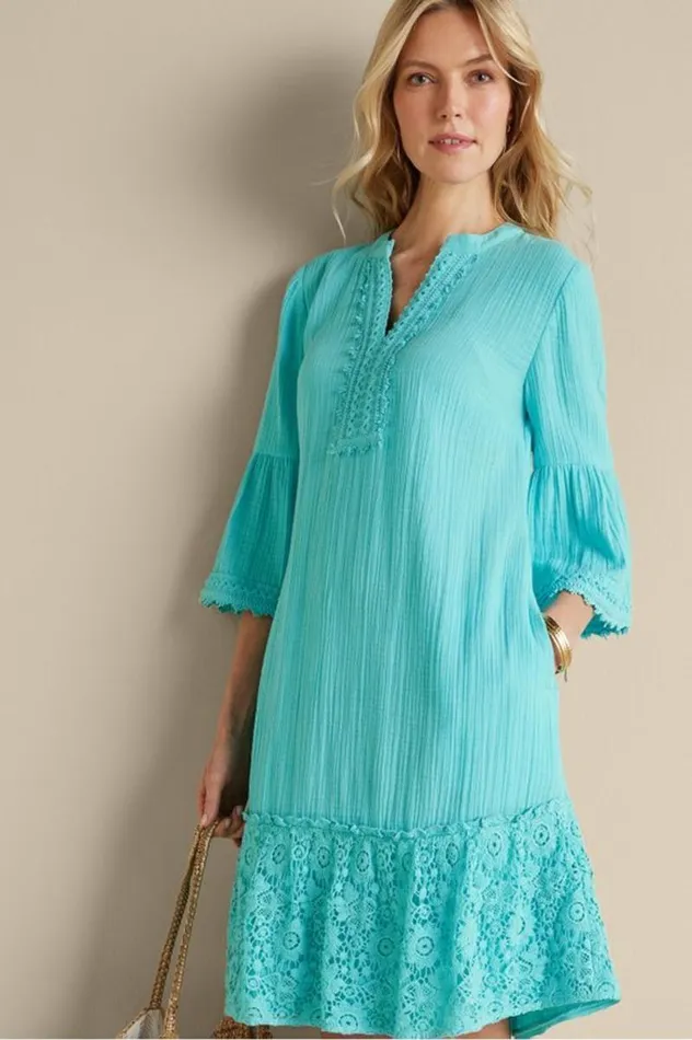 Women Kiona Gauze Short Dress Hawaiian Aqua Soft Surroundings Dresses Women Kiona Gauze Short Dress Hawaiian Aqua Soft Surroundings Dresses