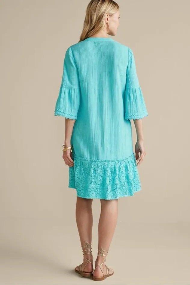 Women Kiona Gauze Short Dress Hawaiian Aqua Soft Surroundings Dresses Women Kiona Gauze Short Dress Hawaiian Aqua Soft Surroundings Dresses