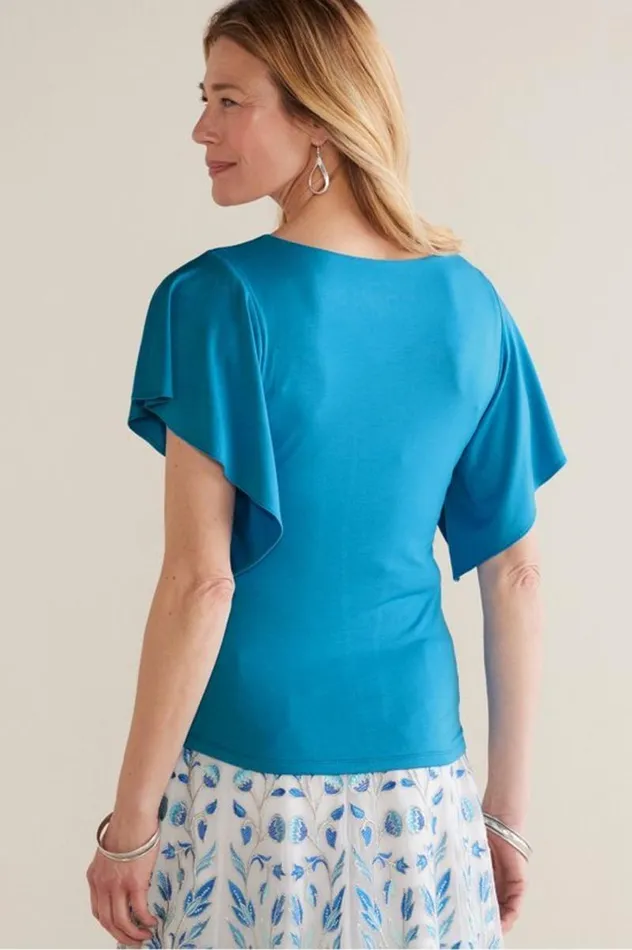 Women Leya Ruched Top Swedish Blue Soft Surroundings Tops Women Leya Ruched Top Swedish Blue Soft Surroundings Tops