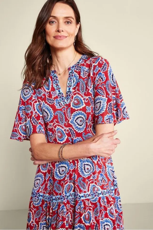 Women Lilith Midi Dress Cynthera Floralborder Soft Surroundings Dresses Women Lilith Midi Dress Cynthera Floralborder Soft Surroundings Dresses