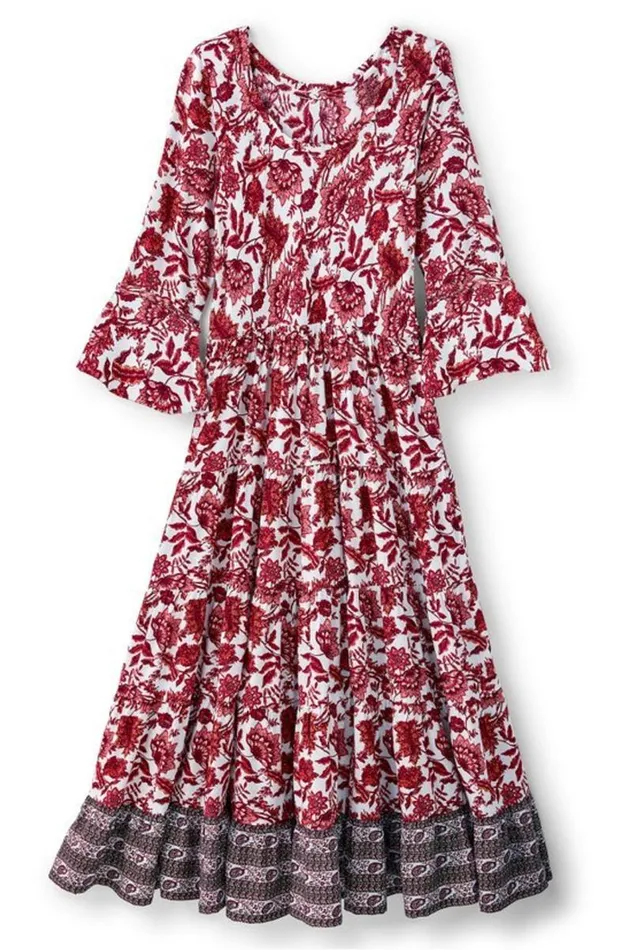 Women Lily Midi Dress Maroon Sketched Botanical Soft Surroundings Dresses Women Lily Midi Dress Maroon Sketched Botanical Soft Surroundings Dresses