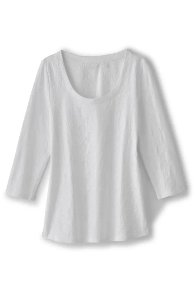 Women Linnea Embroidered 34 Sleeve Tee Navy Soft Surroundings Tops