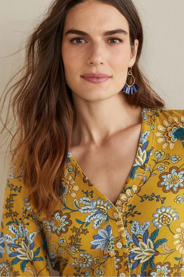 Women Lorna Button Front Top Swedish Blue Soft Surroundings Tops Women Lorna Button Front Top Swedish Blue Soft Surroundings Tops