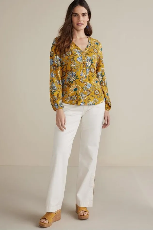 Women Lorna Button Front Top Swedish Blue Soft Surroundings Tops Women Lorna Button Front Top Swedish Blue Soft Surroundings Tops