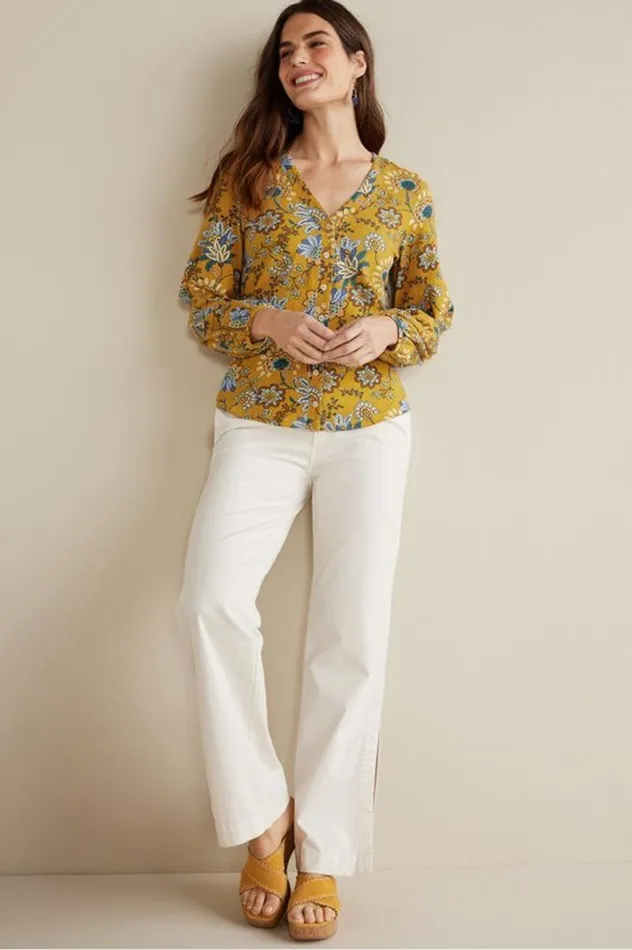 Women Lorna Button Front Top Swedish Blue Soft Surroundings Tops Women Lorna Button Front Top Swedish Blue Soft Surroundings Tops