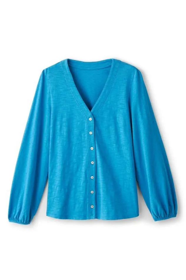 Women Lorna Button Front Top Swedish Blue Soft Surroundings Tops Women Lorna Button Front Top Swedish Blue Soft Surroundings Tops