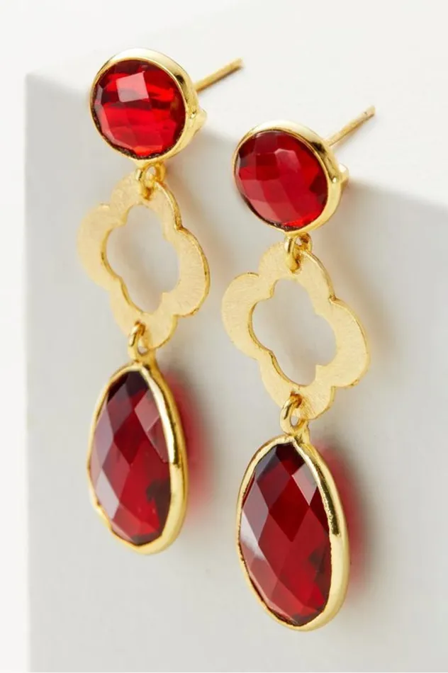 Women Luiza Drop Earrings Garnet Soft Surroundings Jewelry