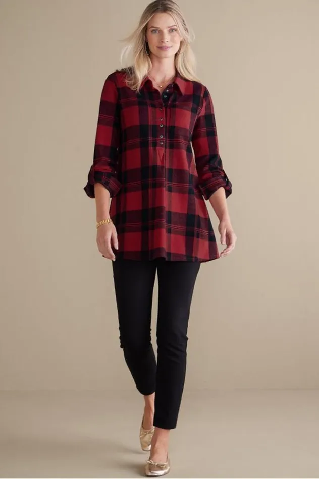 Women Mad About Plaid Top Charcoal Plaid Soft Surroundings Tops Women Mad About Plaid Top Charcoal Plaid Soft Surroundings Tops