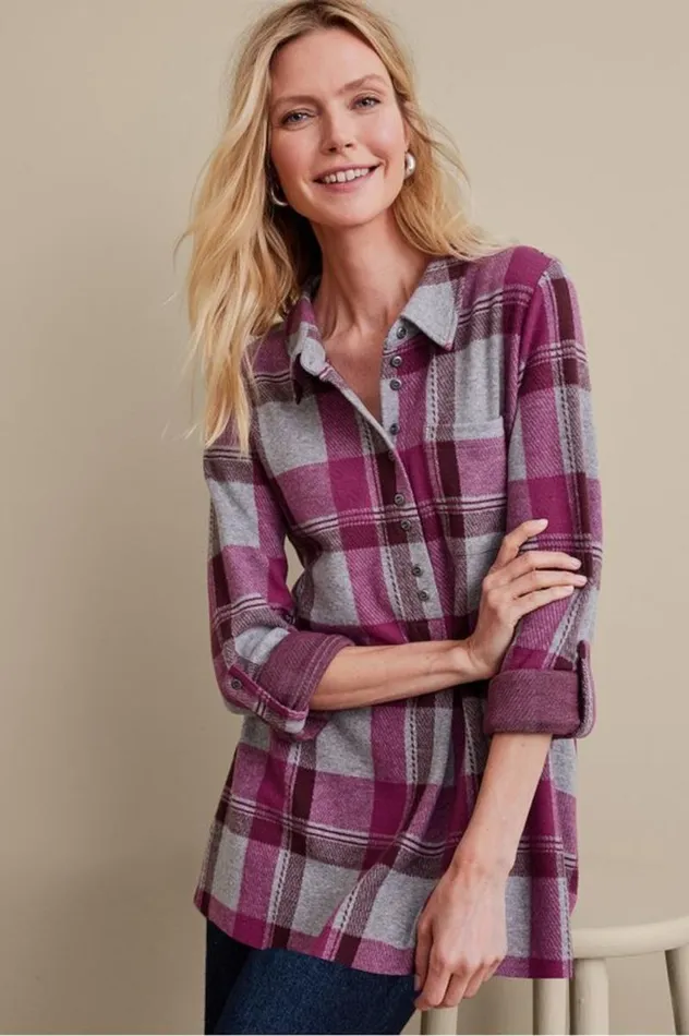 Women Mad About Plaid Top Charcoal Plaid Soft Surroundings Tops Women Mad About Plaid Top Charcoal Plaid Soft Surroundings Tops