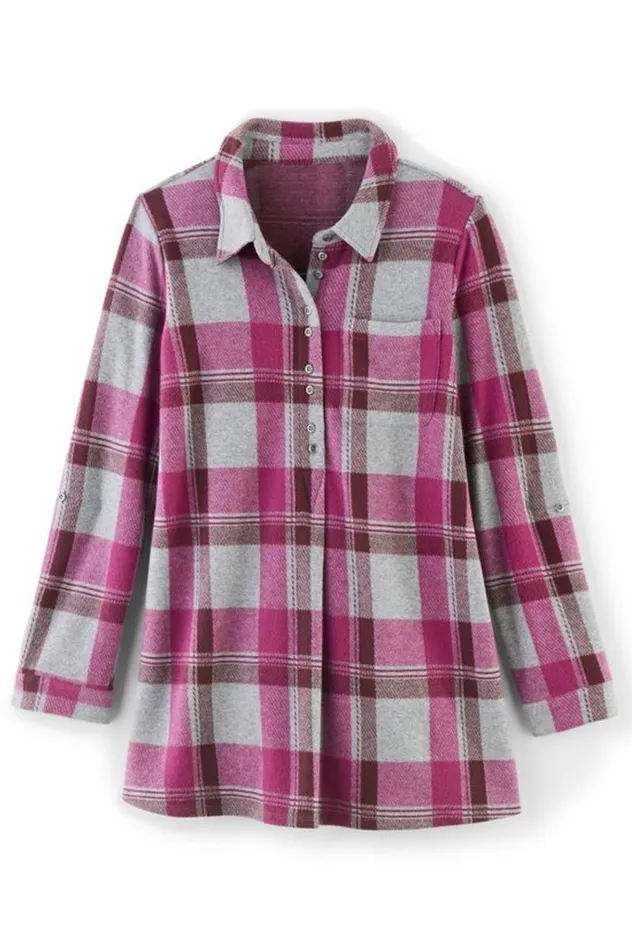 Women Mad About Plaid Top Charcoal Plaid Soft Surroundings Tops Women Mad About Plaid Top Charcoal Plaid Soft Surroundings Tops
