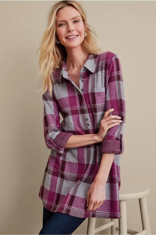 Women Mad About Plaid Top Charcoal Plaid Soft Surroundings Tops Women Mad About Plaid Top Charcoal Plaid Soft Surroundings Tops