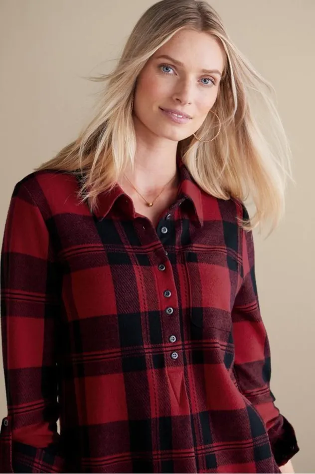 Women Mad About Plaid Top Charcoal Plaid Soft Surroundings Tops Women Mad About Plaid Top Charcoal Plaid Soft Surroundings Tops