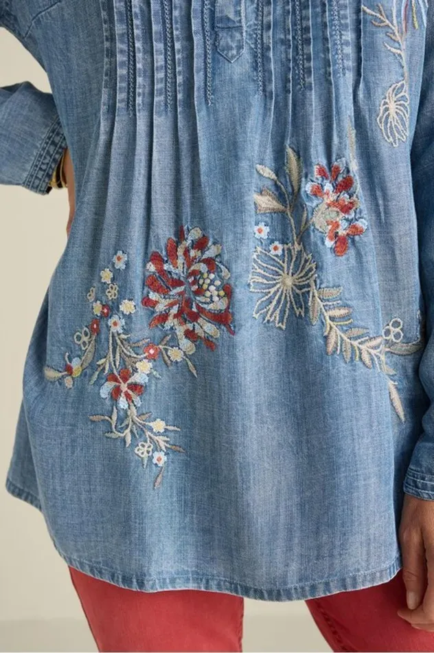 Women Maddie Tencel Tunic Medium Blue Wash Soft Surroundings Tops Women Maddie Tencel Tunic Medium Blue Wash Soft Surroundings Tops
