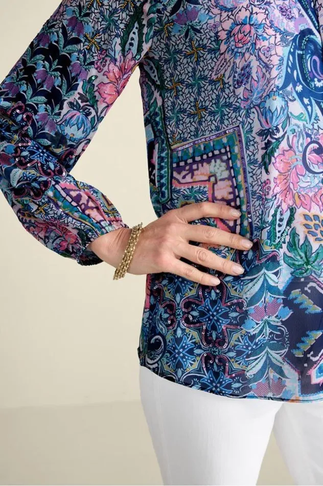 Women Maisie Long Sleeve Top Safi Tapestry Soft Surroundings Tops Women Maisie Long Sleeve Top Safi Tapestry Soft Surroundings Tops