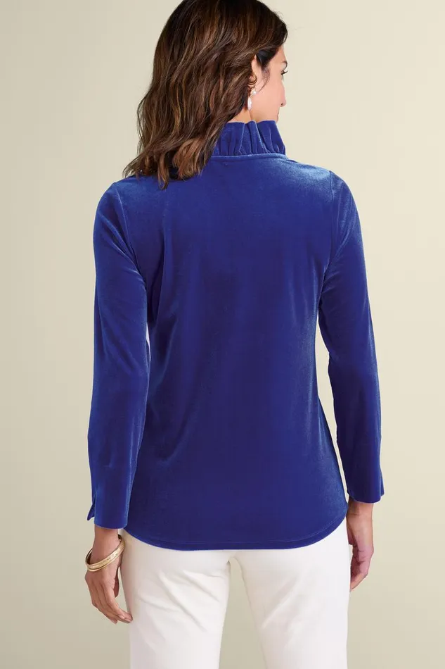 Women Marlee Ruffle Velvet Top Jester Red Soft Surroundings Tops Women Marlee Ruffle Velvet Top Jester Red Soft Surroundings Tops