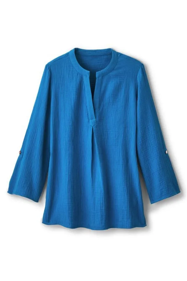 Women Marley Gauze Tunic Sunkist Coral Soft Surroundings Tops Women Marley Gauze Tunic Sunkist Coral Soft Surroundings Tops