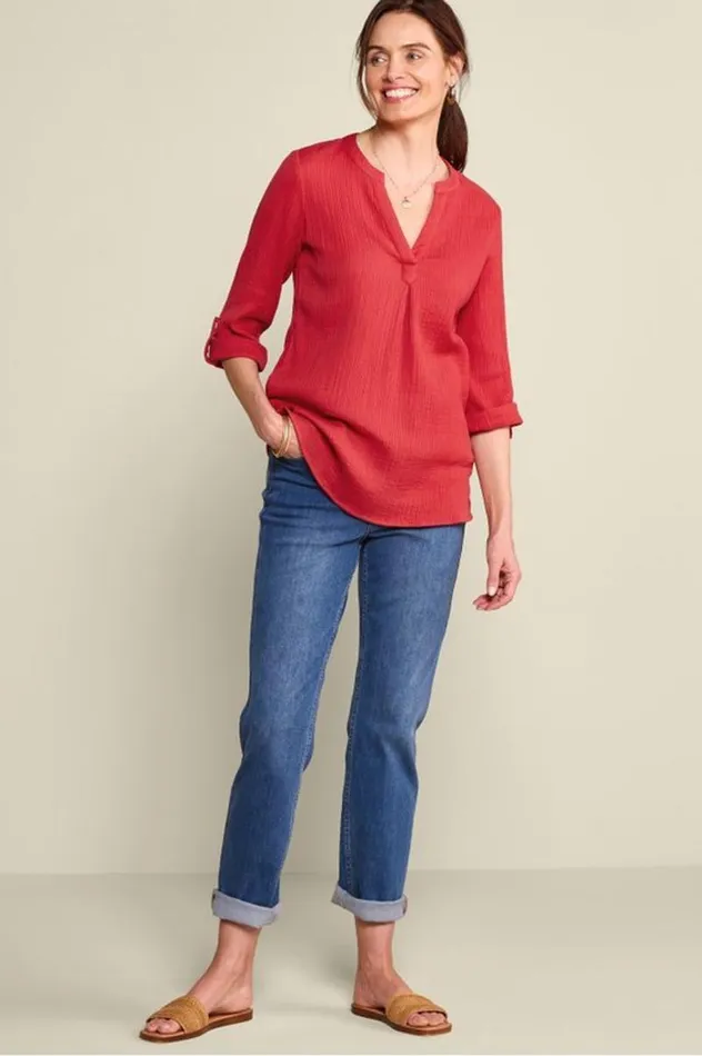 Women Marley Gauze Tunic Sunkist Coral Soft Surroundings Tops Women Marley Gauze Tunic Sunkist Coral Soft Surroundings Tops