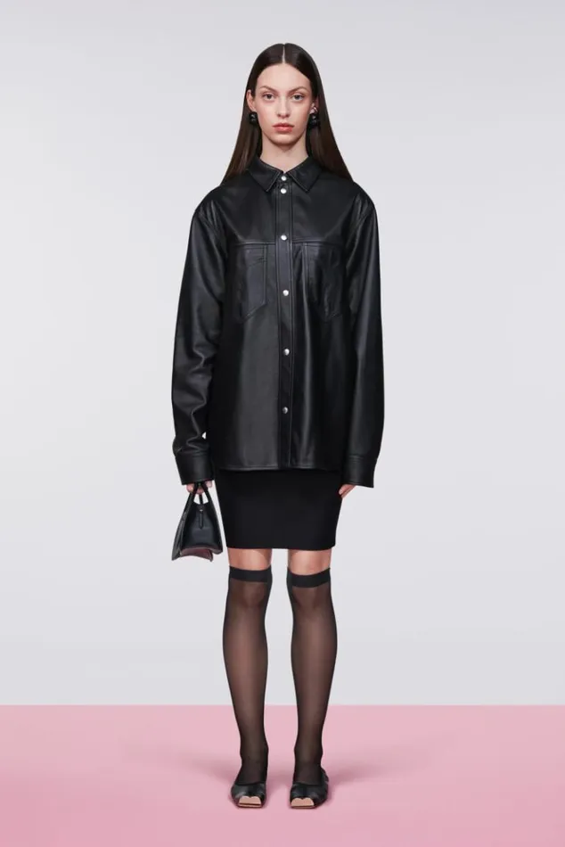 WomenMen Fiorucci Fringe Leather Shirt Black Black WomenMen Fiorucci Fringe Leather Shirt Black Black