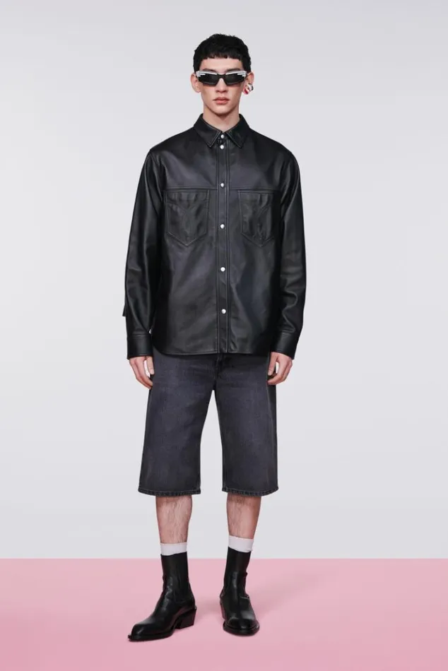 WomenMen Fiorucci Fringe Leather Shirt Black Black WomenMen Fiorucci Fringe Leather Shirt Black Black