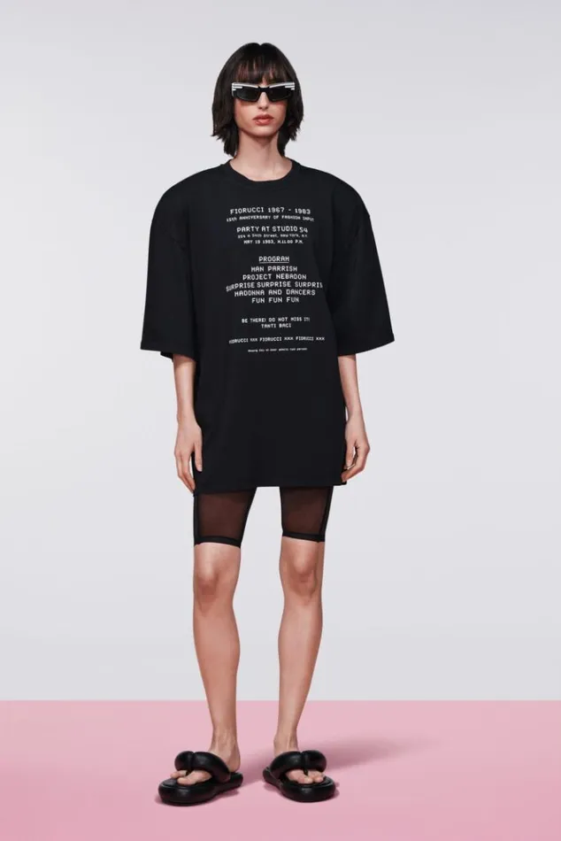 WomenMen Fiorucci Invitation Graphic TShirt Black Black WomenMen Fiorucci Invitation Graphic TShirt Black Black
