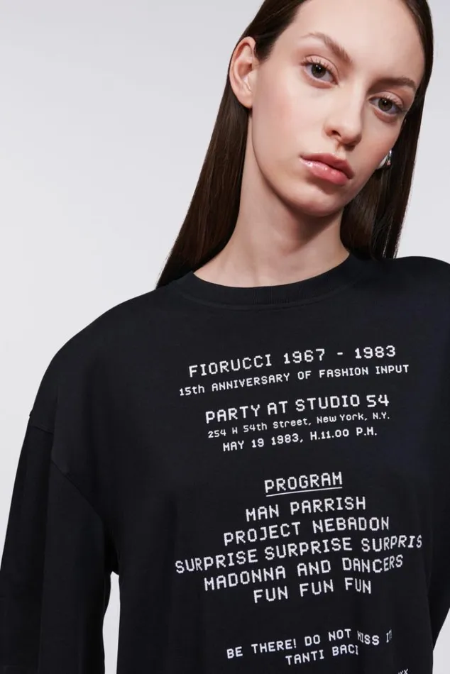 WomenMen Fiorucci Invitation Graphic TShirt Black Black WomenMen Fiorucci Invitation Graphic TShirt Black Black