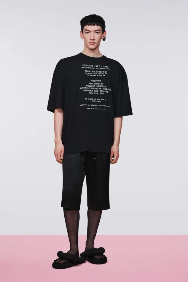 WomenMen Fiorucci Invitation Graphic TShirt Black Black WomenMen Fiorucci Invitation Graphic TShirt Black Black