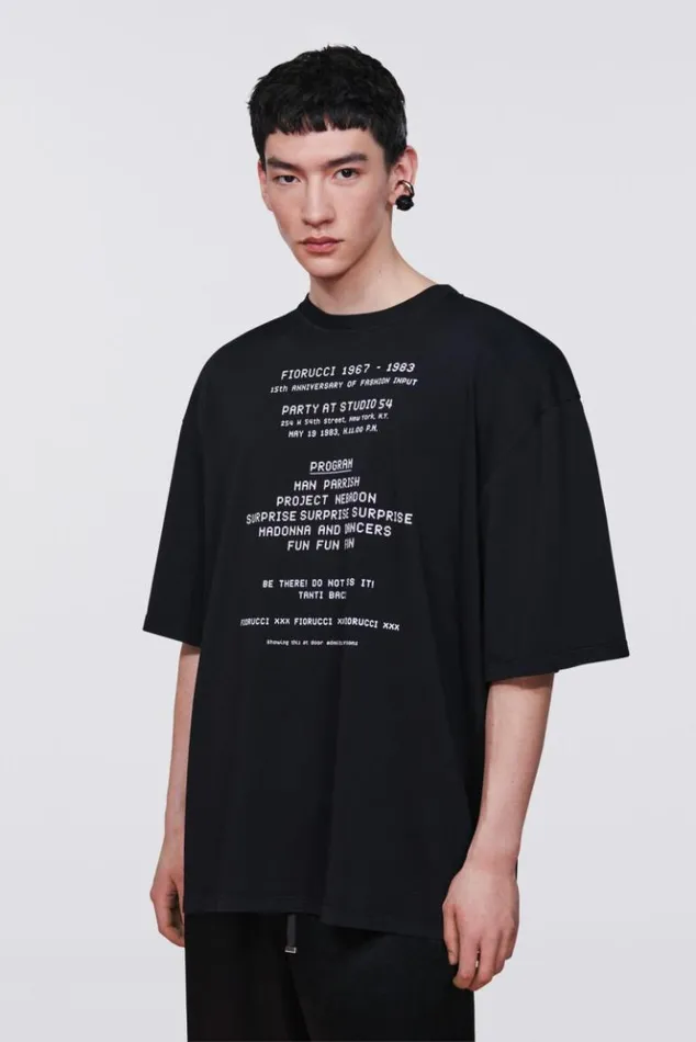WomenMen Fiorucci Invitation Graphic TShirt Black Black WomenMen Fiorucci Invitation Graphic TShirt Black Black