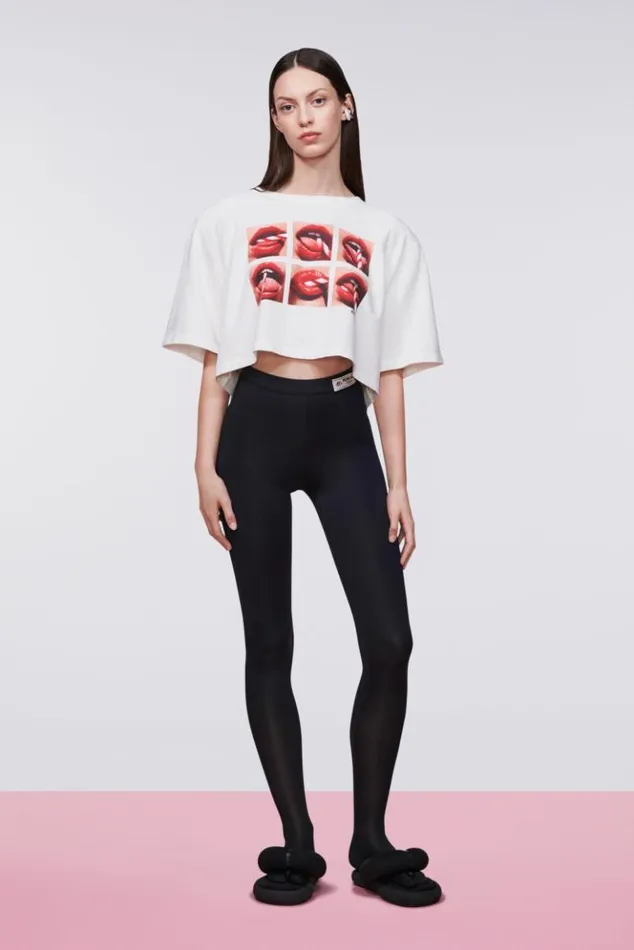 WomenMen Fiorucci Mouth Graphic Crop TShirt White White WomenMen Fiorucci Mouth Graphic Crop TShirt White White