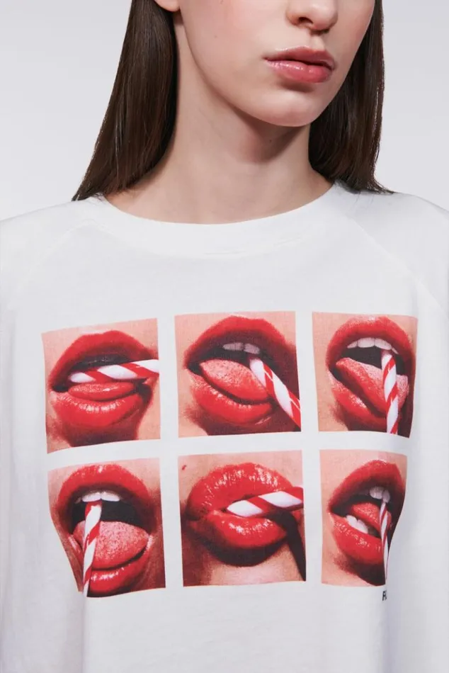 WomenMen Fiorucci Mouth Graphic Crop TShirt White White WomenMen Fiorucci Mouth Graphic Crop TShirt White White