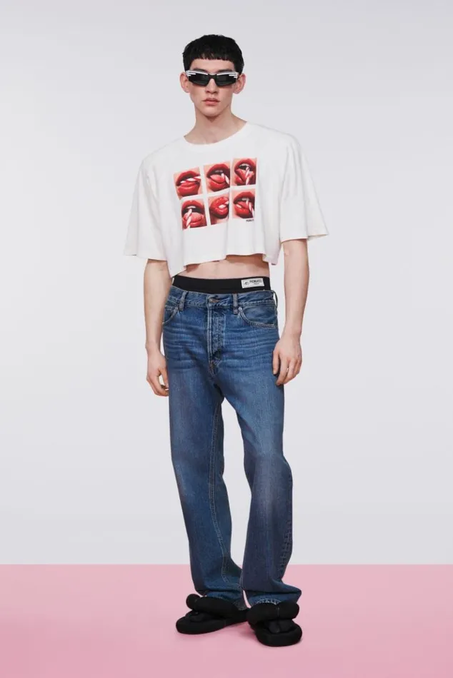 WomenMen Fiorucci Mouth Graphic Crop TShirt White White WomenMen Fiorucci Mouth Graphic Crop TShirt White White