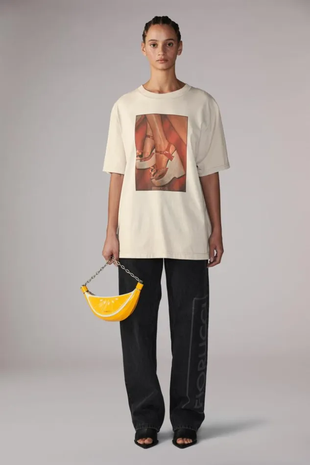 WomenMen Fiorucci Unisex Graphic Heels TShirt Grey Grey WomenMen Fiorucci Unisex Graphic Heels TShirt Grey Grey