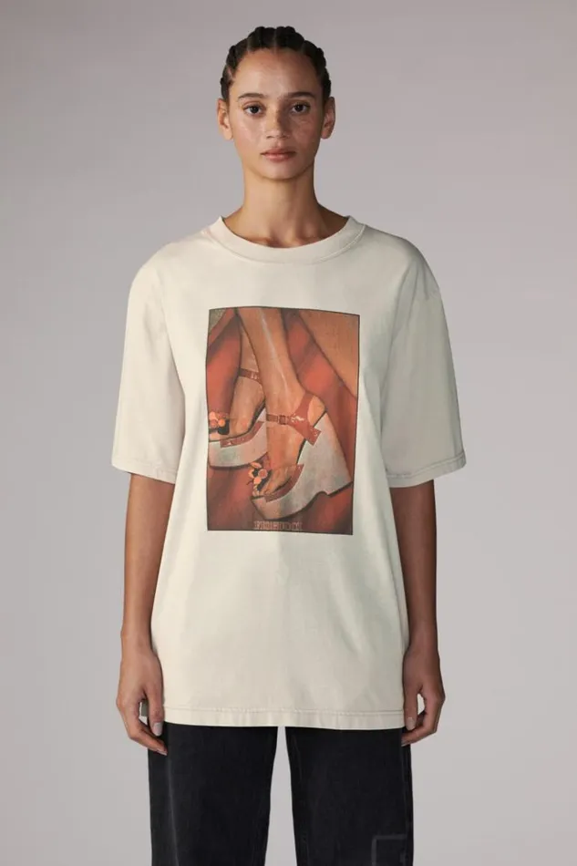 WomenMen Fiorucci Unisex Graphic Heels TShirt Grey Grey WomenMen Fiorucci Unisex Graphic Heels TShirt Grey Grey