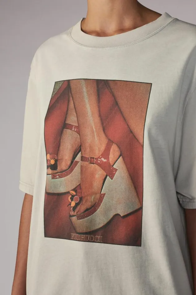 WomenMen Fiorucci Unisex Graphic Heels TShirt Grey Grey WomenMen Fiorucci Unisex Graphic Heels TShirt Grey Grey