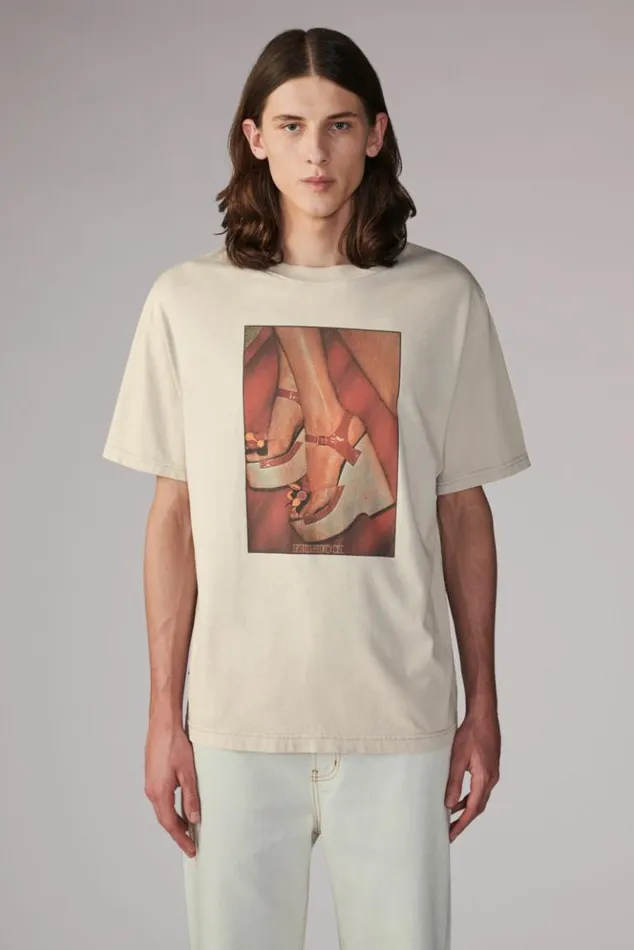 WomenMen Fiorucci Unisex Graphic Heels TShirt Grey Grey WomenMen Fiorucci Unisex Graphic Heels TShirt Grey Grey