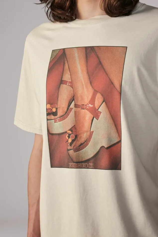 WomenMen Fiorucci Unisex Graphic Heels TShirt Grey Grey WomenMen Fiorucci Unisex Graphic Heels TShirt Grey Grey