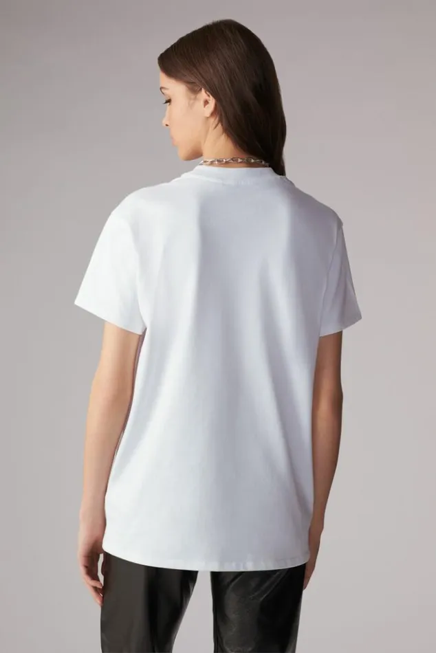 WomenMen Fiorucci Unisex Logo Stripe Graphic TShirt White White WomenMen Fiorucci Unisex Logo Stripe Graphic TShirt White White
