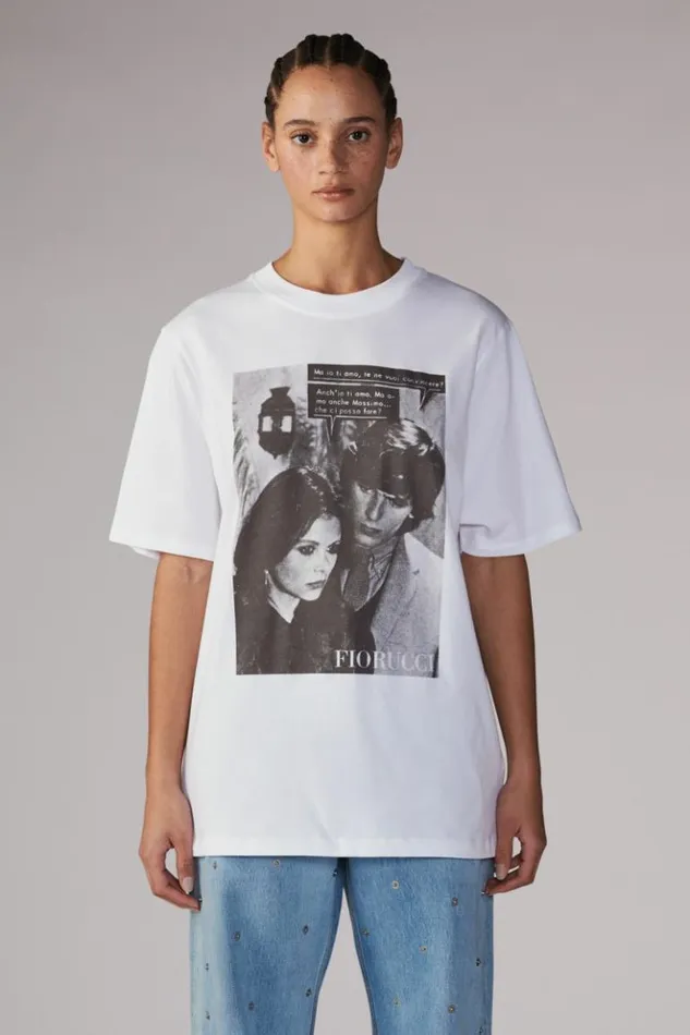 WomenMen Fiorucci Unisex Massimo TShirt White White WomenMen Fiorucci Unisex Massimo TShirt White White