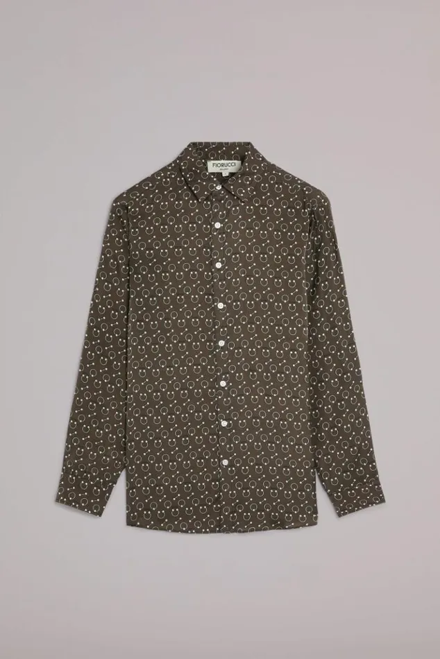 WomenMen Fiorucci Unisex Piercing Print Shirt Brown Brown