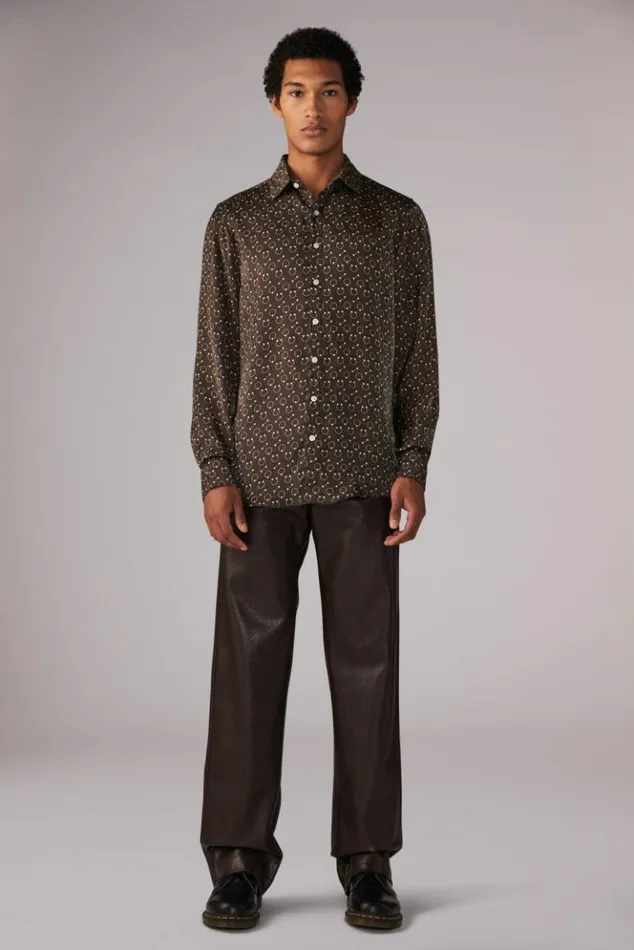 WomenMen Fiorucci Unisex Piercing Print Shirt Brown Brown WomenMen Fiorucci Unisex Piercing Print Shirt Brown Brown