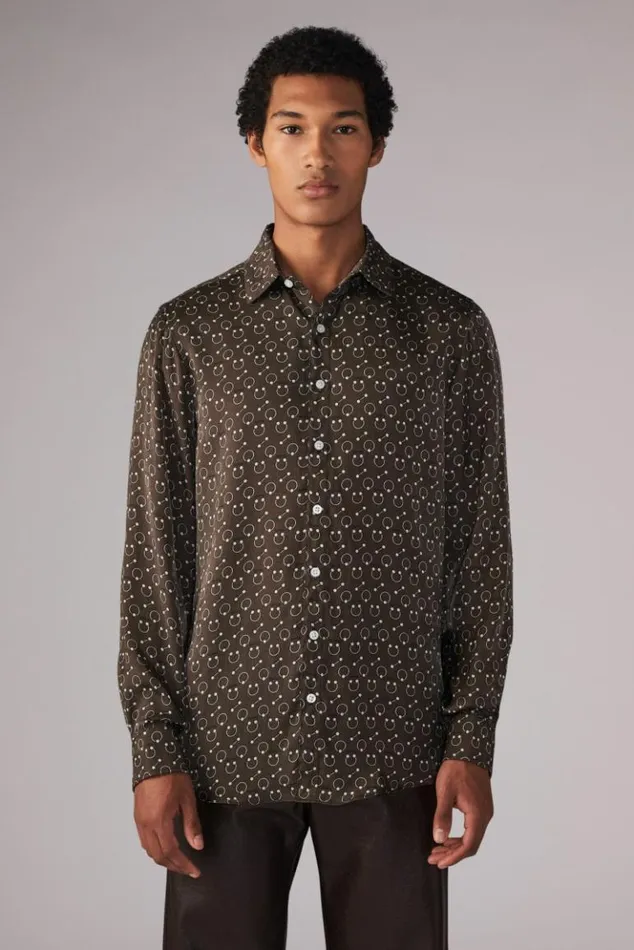 WomenMen Fiorucci Unisex Piercing Print Shirt Brown Brown WomenMen Fiorucci Unisex Piercing Print Shirt Brown Brown