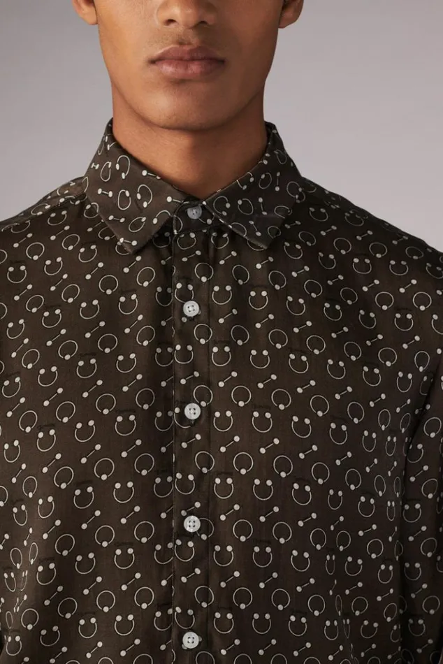 WomenMen Fiorucci Unisex Piercing Print Shirt Brown Brown WomenMen Fiorucci Unisex Piercing Print Shirt Brown Brown