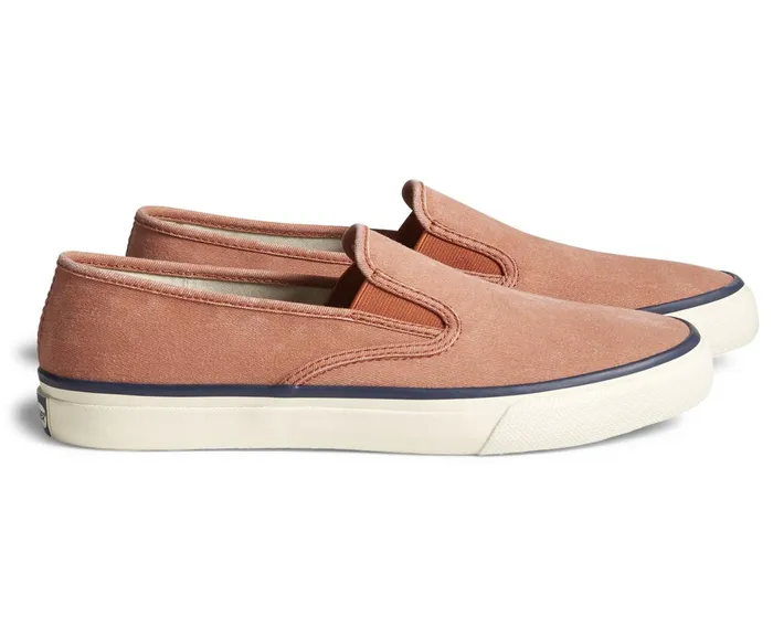 WomenMen Unisex Cloud Slip On Deck Sneaker Washed Red Sperry Sneakers