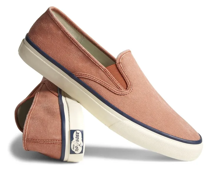 WomenMen Unisex Cloud Slip On Deck Sneaker Washed Red Sperry Sneakers